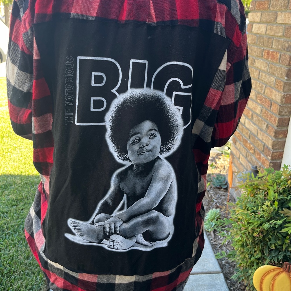 Notorious Big - B.I.G. Flannel Shirt upcycled unisex Size Large L